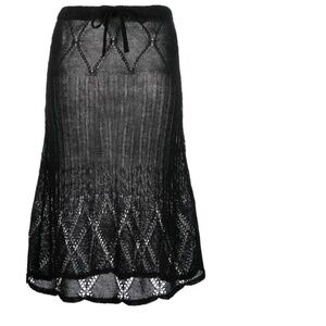 45. CORMIO Carla Pointelle-Knit A-Line Skirt Black $318 NWT XS